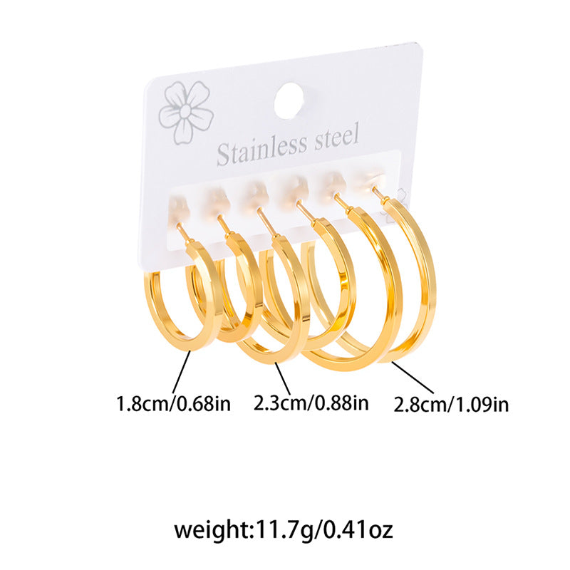 Women's & Men's Unique Gold-plated Stainless Steel For Simple Graceful Stud Earrings