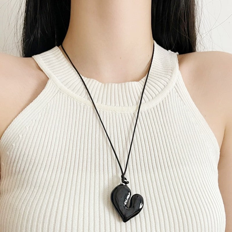 Heart Design Simple Large Black With Pendants