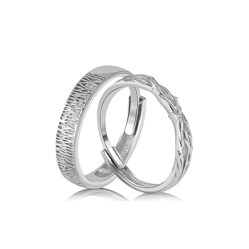 Women's & Men's Wood Branch Couple For Light Luxury Minority Design Rings