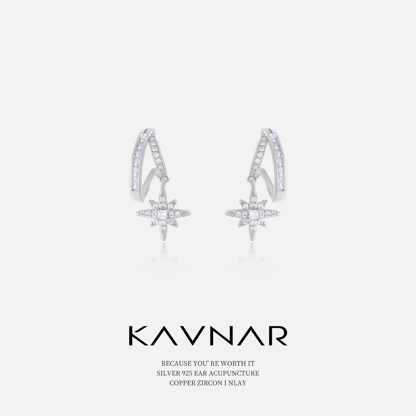 Geometric Irregular Metal Sterling Sier Zircon Stars High-grade Female Stud Earrings
