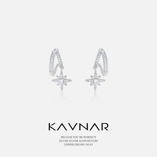 Geometric Irregular Metal Sterling Sier Zircon Stars High-grade Female Stud Earrings