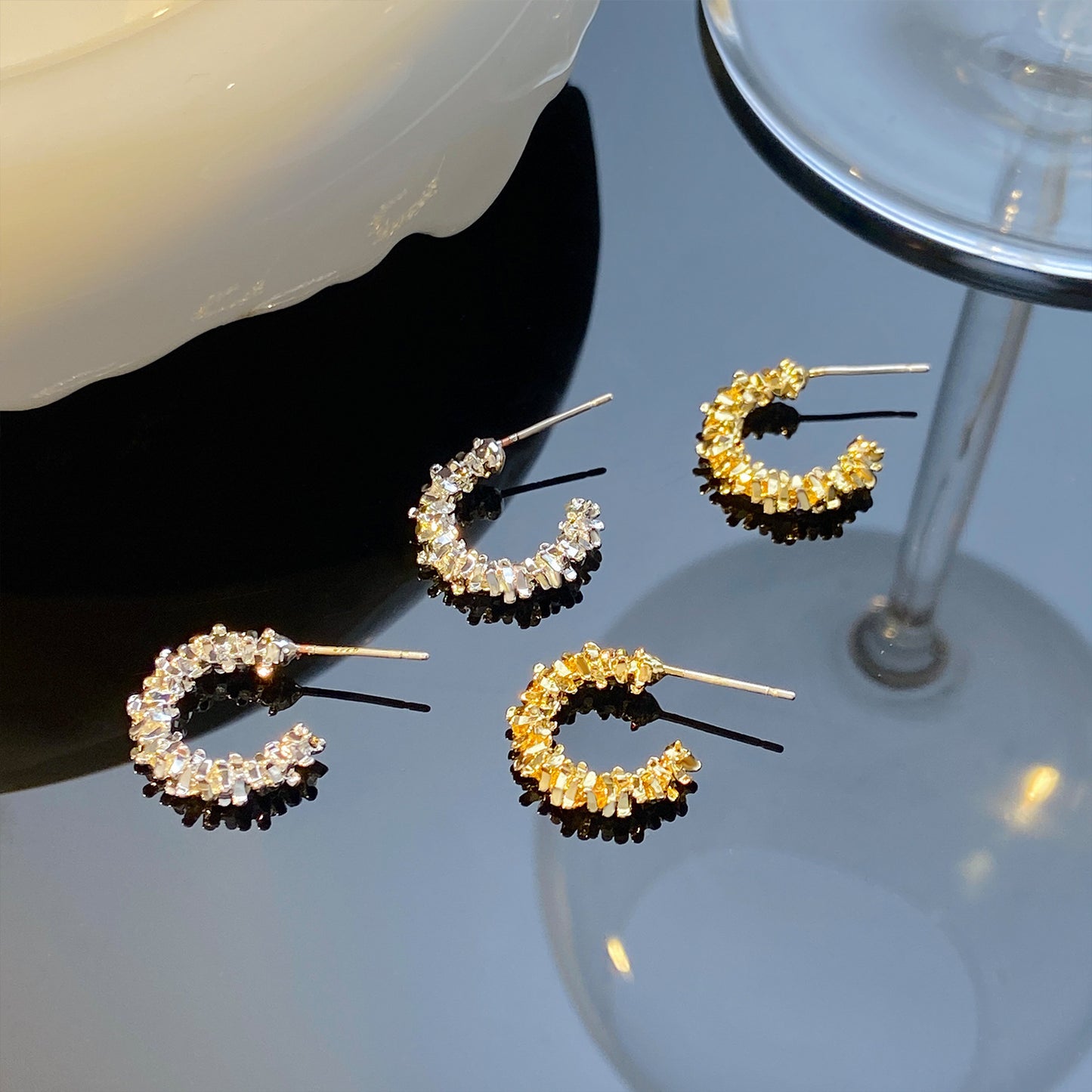 Small Pieces Of Sier Type Ear Stud Earrings