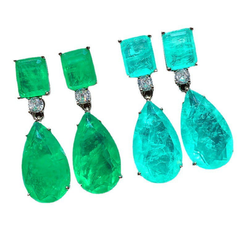 Women's Trendy Pear-shaped Imitation Paraiba Emerald Big Water Drop Rings