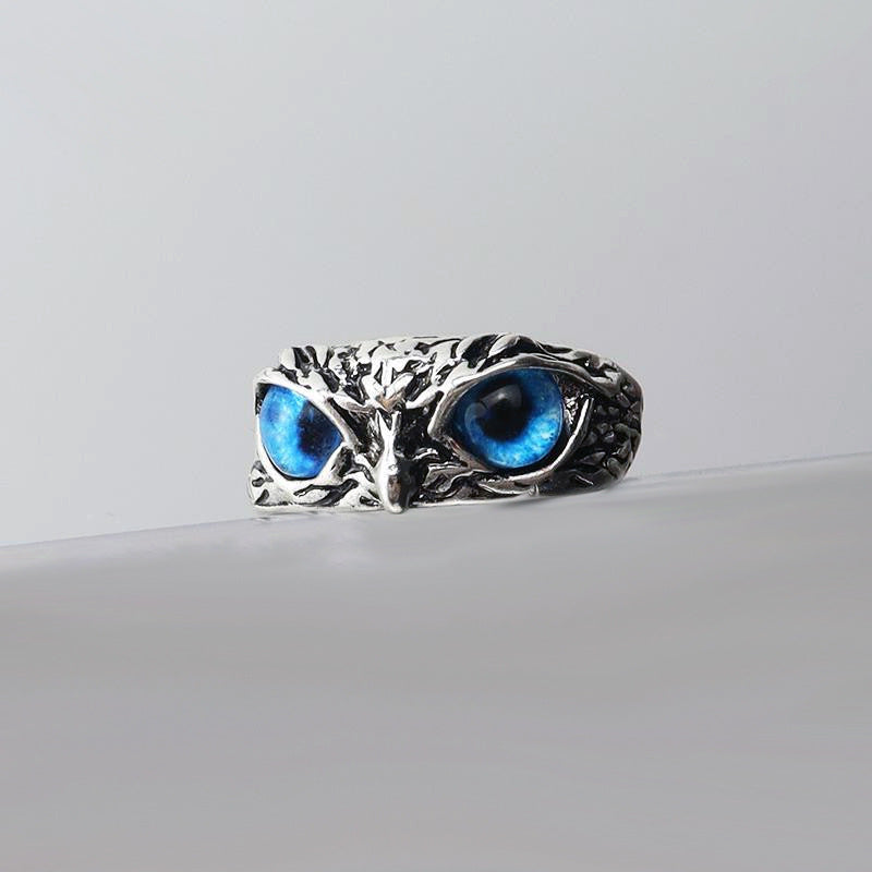 Eye Owl Exaggerated Personalized Ancient Sier-plated Cool Domineering Ring