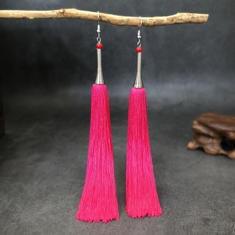 Women's Ethnic Style Tassel Classical Temperament Long Rings