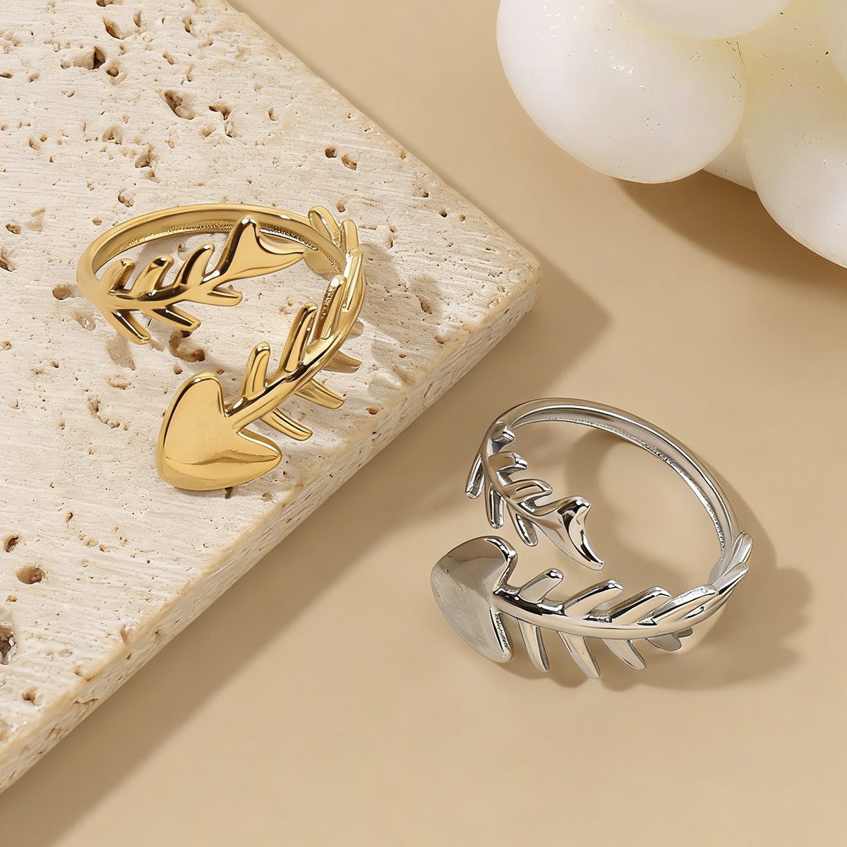 Simple Fun Fishbone Female Exaggerated Personalized Ring