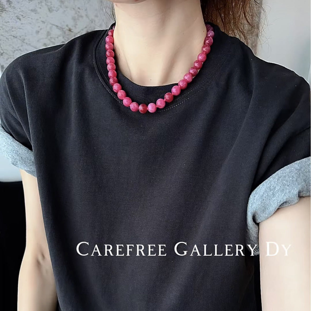 High-grade Exquisite Stone Pink Cute Beaded Light Necklaces