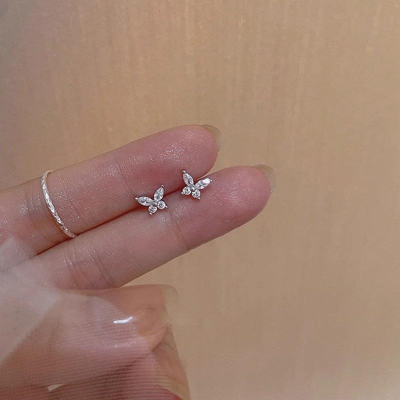 Female Korean Simple Personalized Graceful Micro Inlaid Zircon Stud Earrings