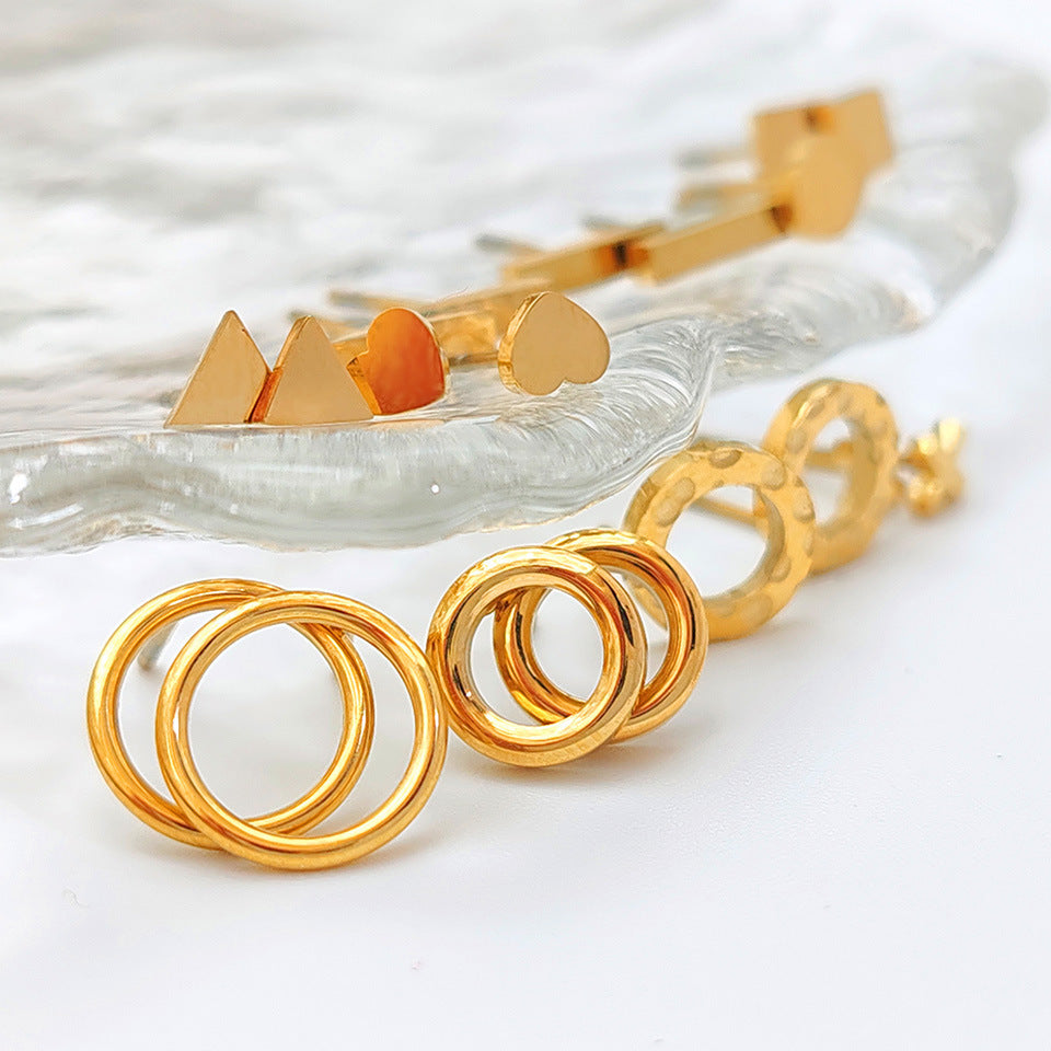 Women's Stainless Steel Electroplated Gold Fashion Ear Stud Earrings