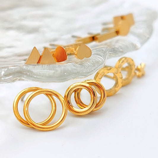 Women's Stainless Steel Electroplated Gold Fashion Ear Stud Earrings