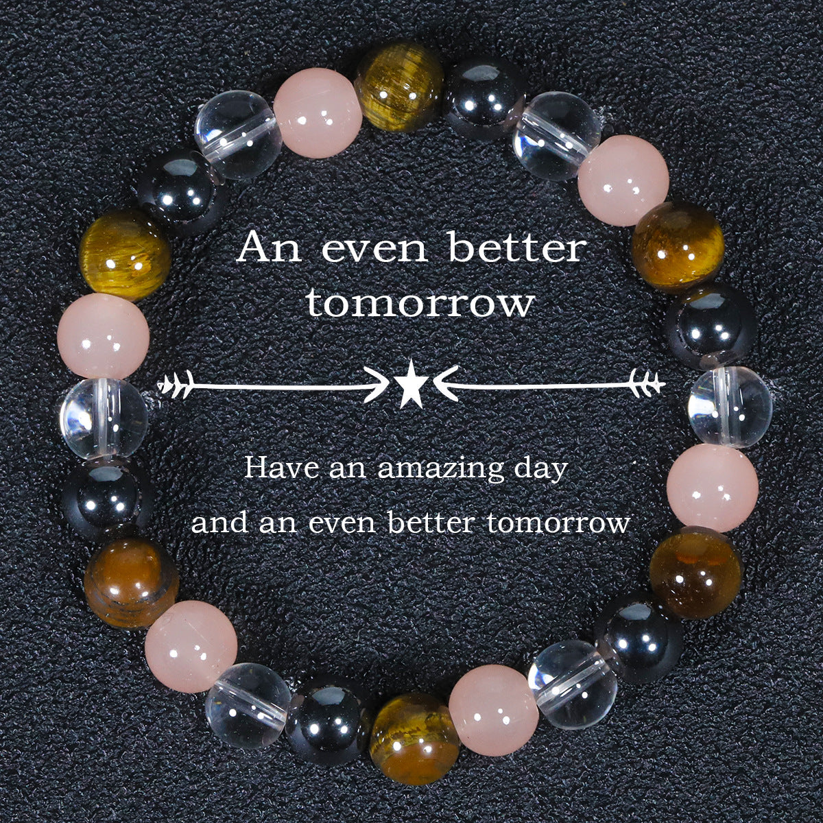 Tigereye Natural Stone Beaded Crystal Unisex Bracelet