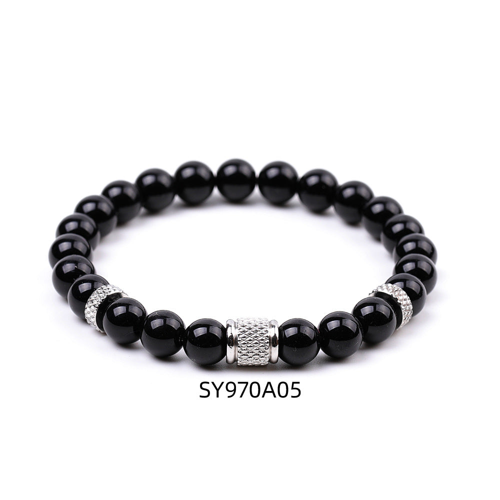 Stainless Steel Frosted Indian Agate Tigereye Striped Bracelets