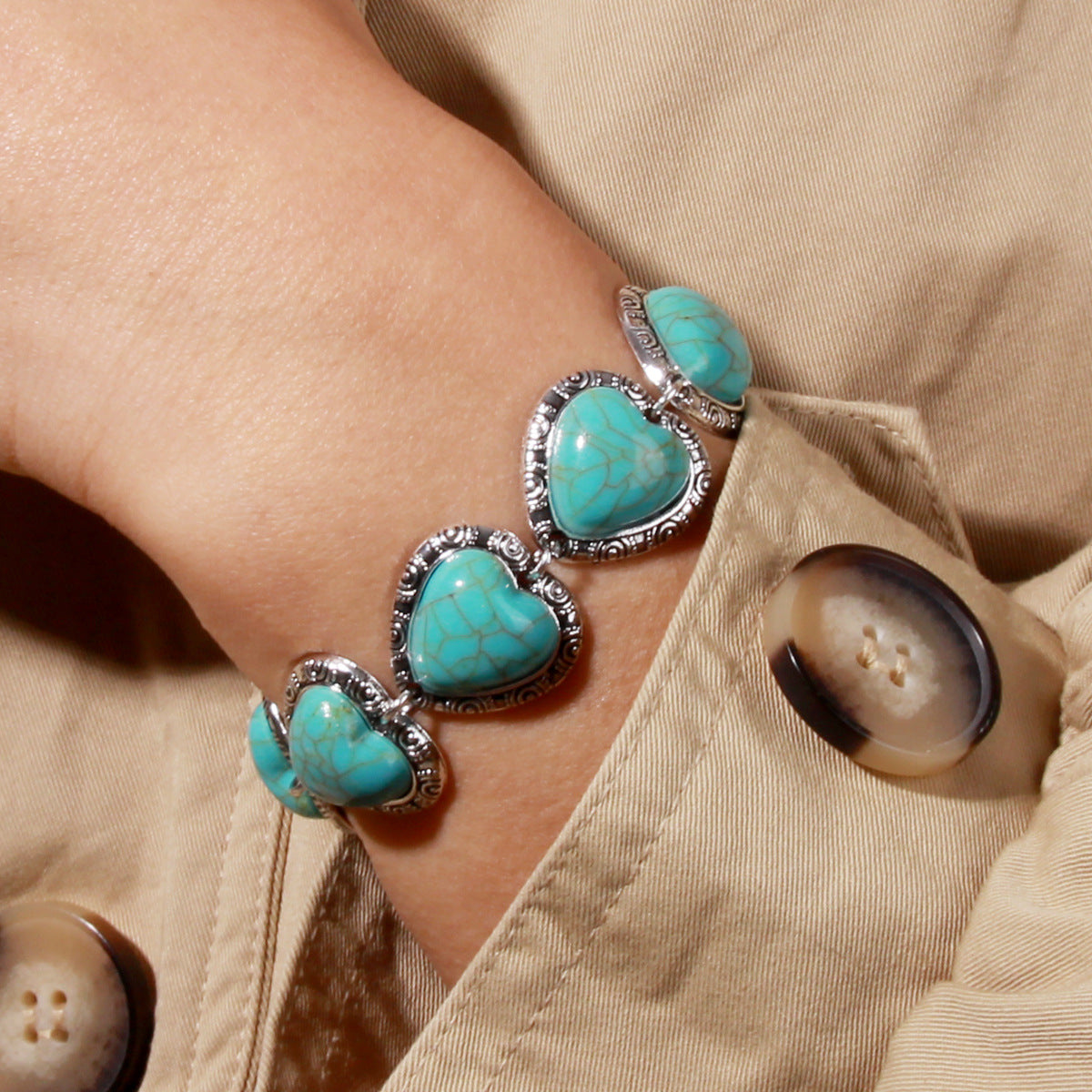 Cute Retro Heart Personalized Ethnic Style Bracelet
