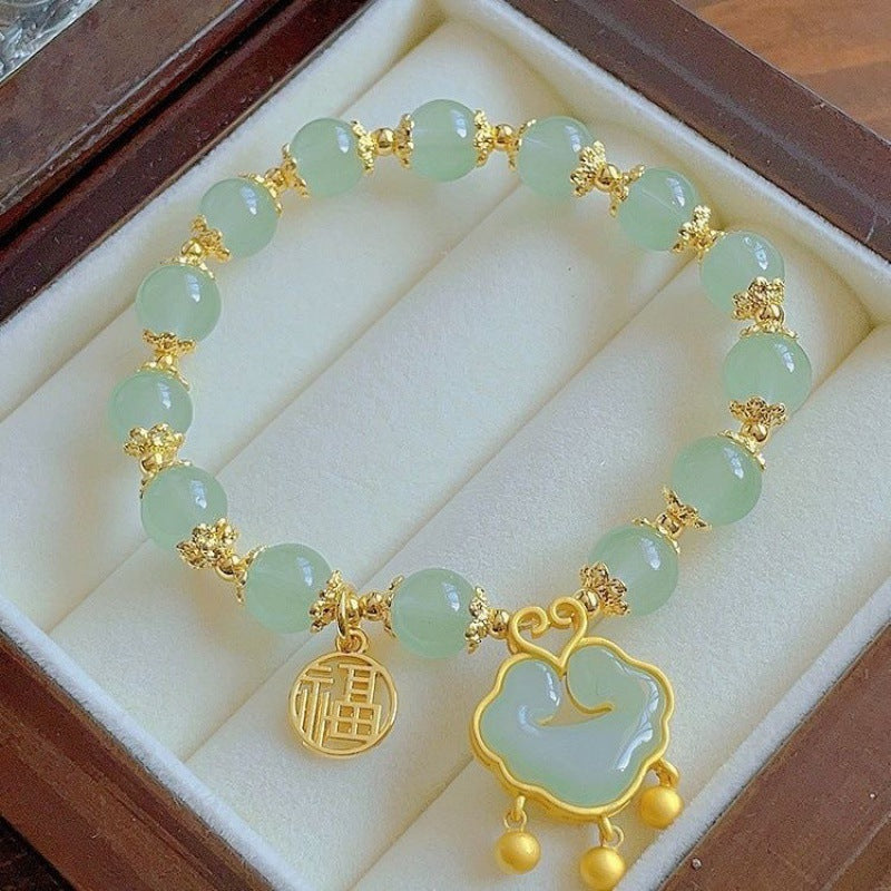 Four-leaf Clover Gold Silk Gourd High-grade Female Girlfriends Fresh Bracelets