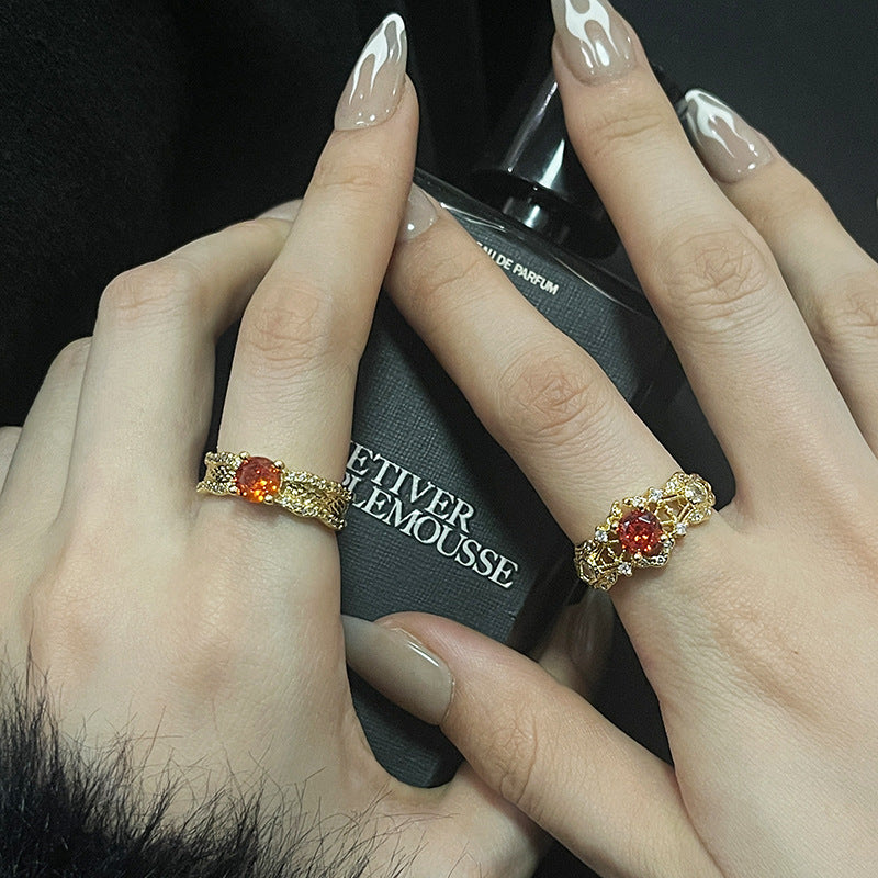 Women's Gold Irregular Hollow Opening High-grade Light Rings