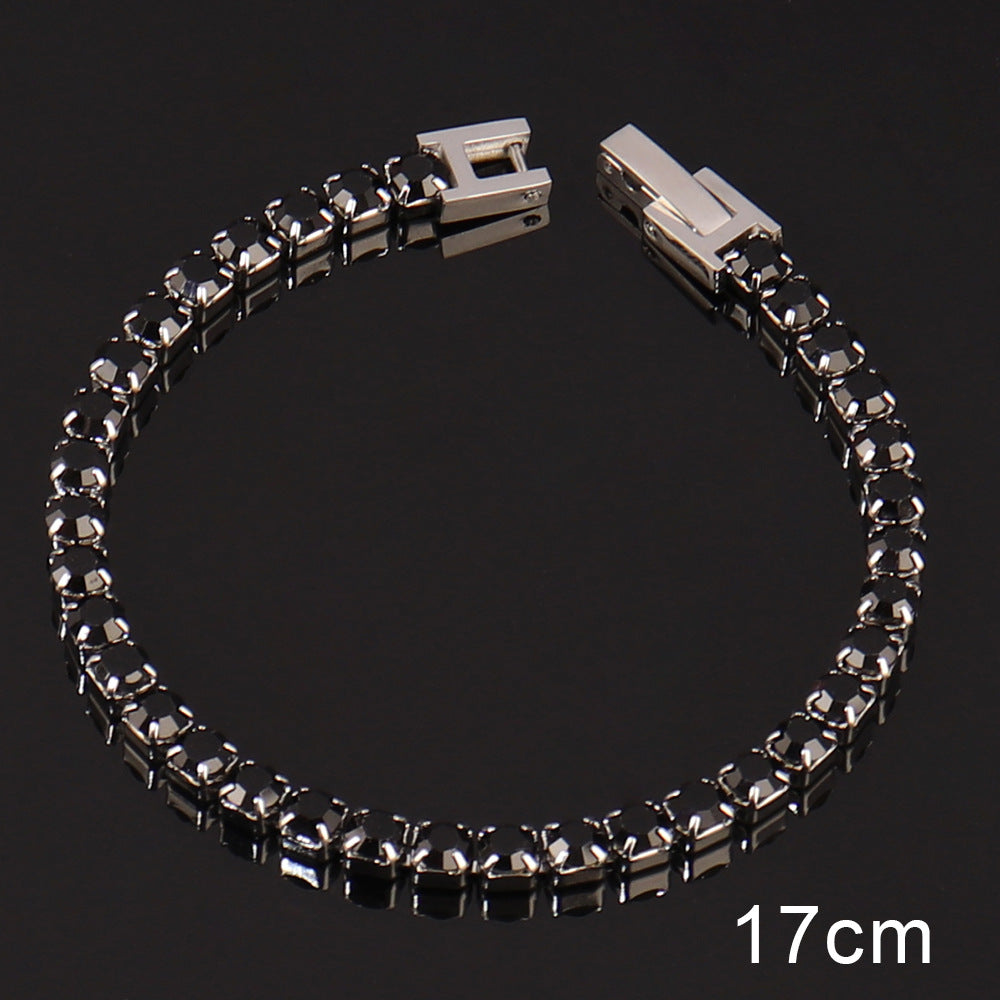 Women's Stainless Steel Zircon Tennis Simple Color Bracelet