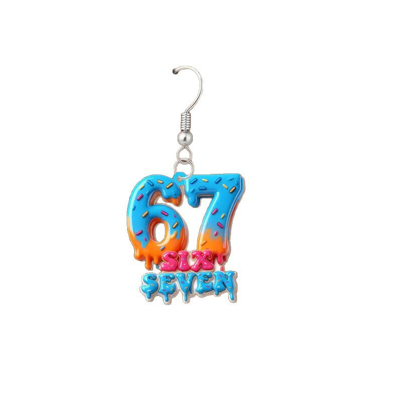 Trendy Digital Acrylic Creative Cute English Earrings