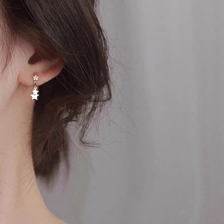 Women's Sier Needle Summer Sweet Star Three-pointed Clip Simple Ear Buckle