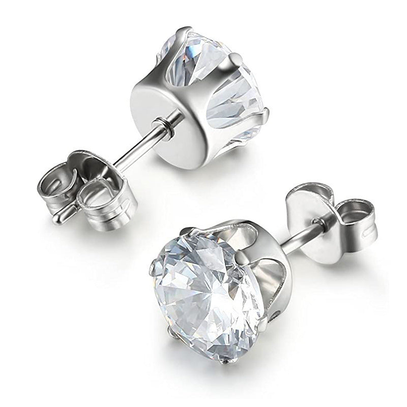 Women's & Men's Personalized Trendy Stainless Steel Rhinestone Zircon Electroplated Stud Earrings