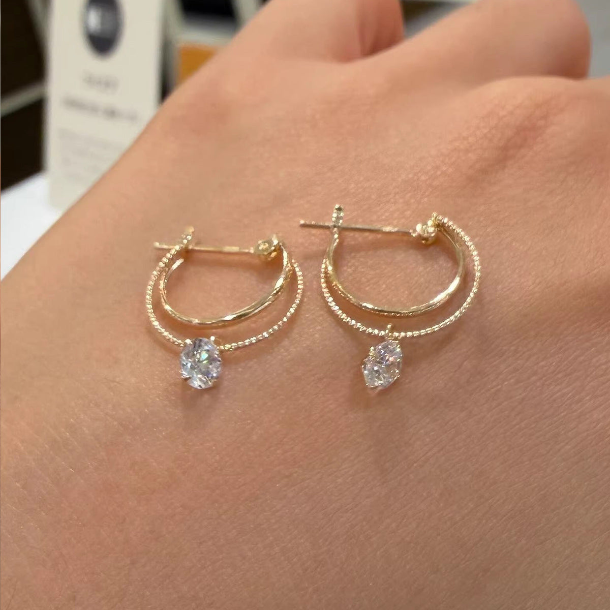 Women's Style Front Rear Wear Double Water Drop Zircon Light Luxury Earrings