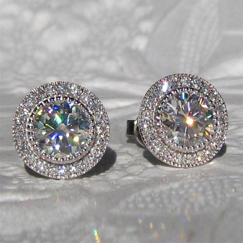 Inlaid Super Shiny Round Zircon Full-jeweled Stud Earrings