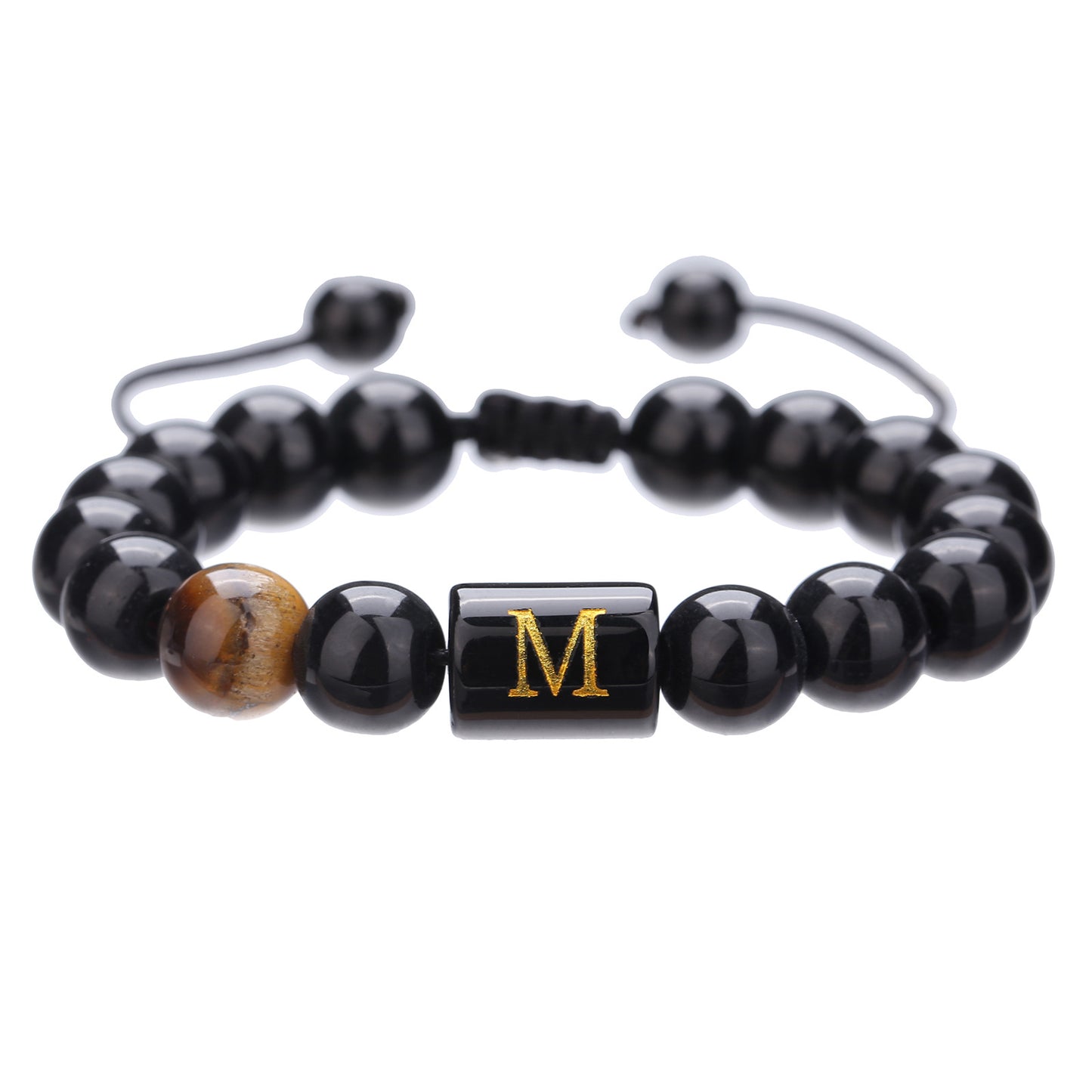 Live Streaming Black Agate Beads Male Letter Bracelets