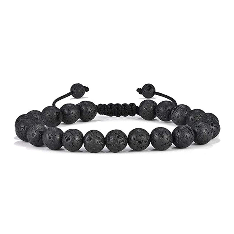 White Turquoise Woven Tigereye Lava Stone Bracelet