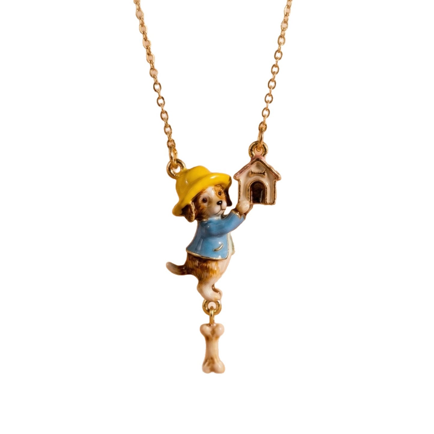Fairy Tale Style Cute Pet Personalized Puppy Bone House Cat Necklace