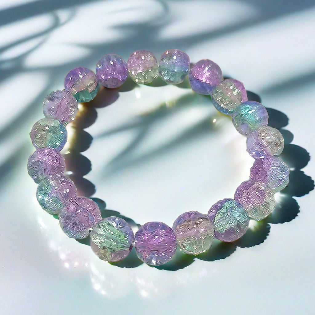 Purple Brushed Floral Beads Female Hand Toy Bracelet