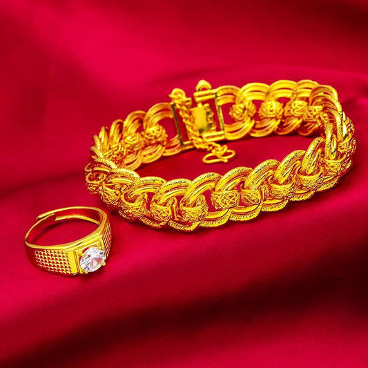 Men's Placer Gold Brass Gold-plated Classic Elegant Bracelets