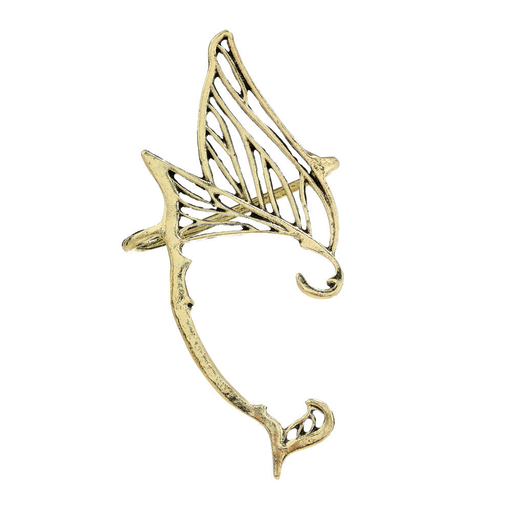 Women's Ear Clip Personalized Retro Hollow Butterfly Wings Elf Cuff Rings