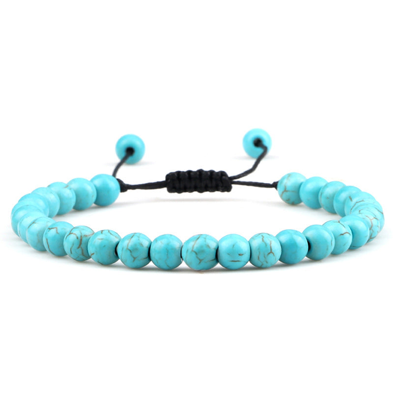 Fashion Haematite Beaded Turquoise Braided Rope Bracelet