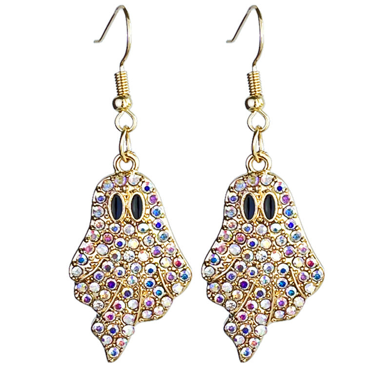 Pumpkin Ghost Delicate Diamond Multicolor Rhinestone Earrings