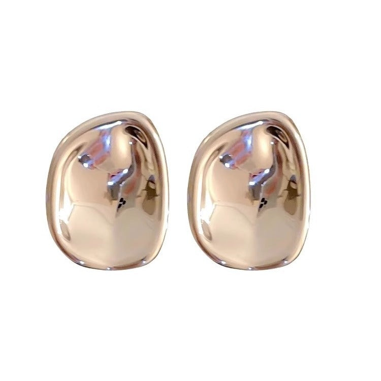 Pleated Irregular Glossy Female Cold Style Stud Earrings