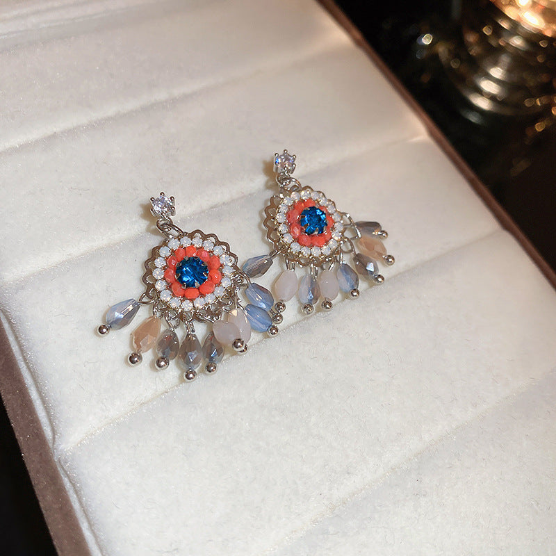 Needle Butterfly Enamel Vintage Court Style Delicate Light Luxury Earrings