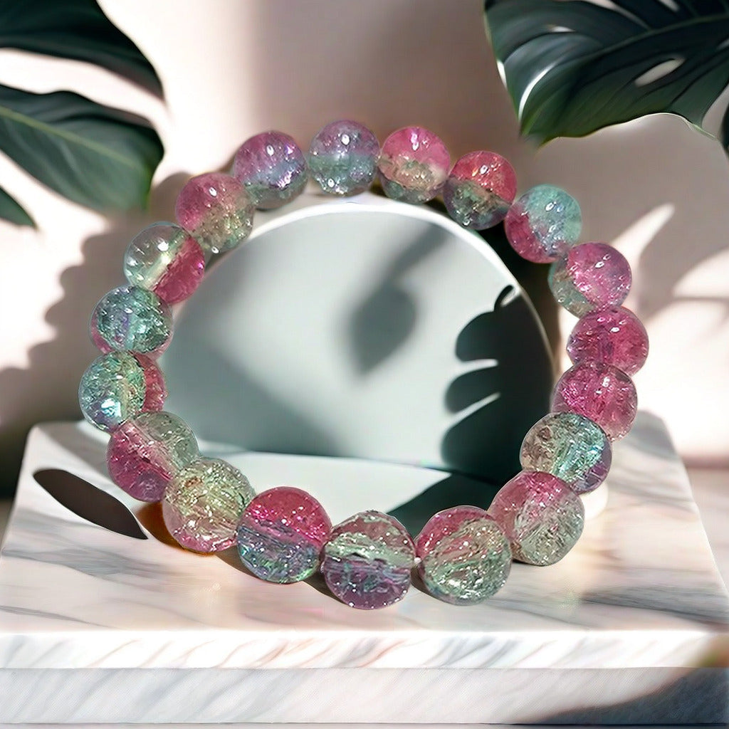 Purple Brushed Floral Beads Female Hand Toy Bracelet