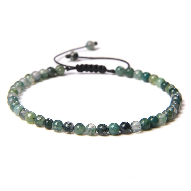 Agate Stone Braided Adjustable Gemstone Beads Bracelet