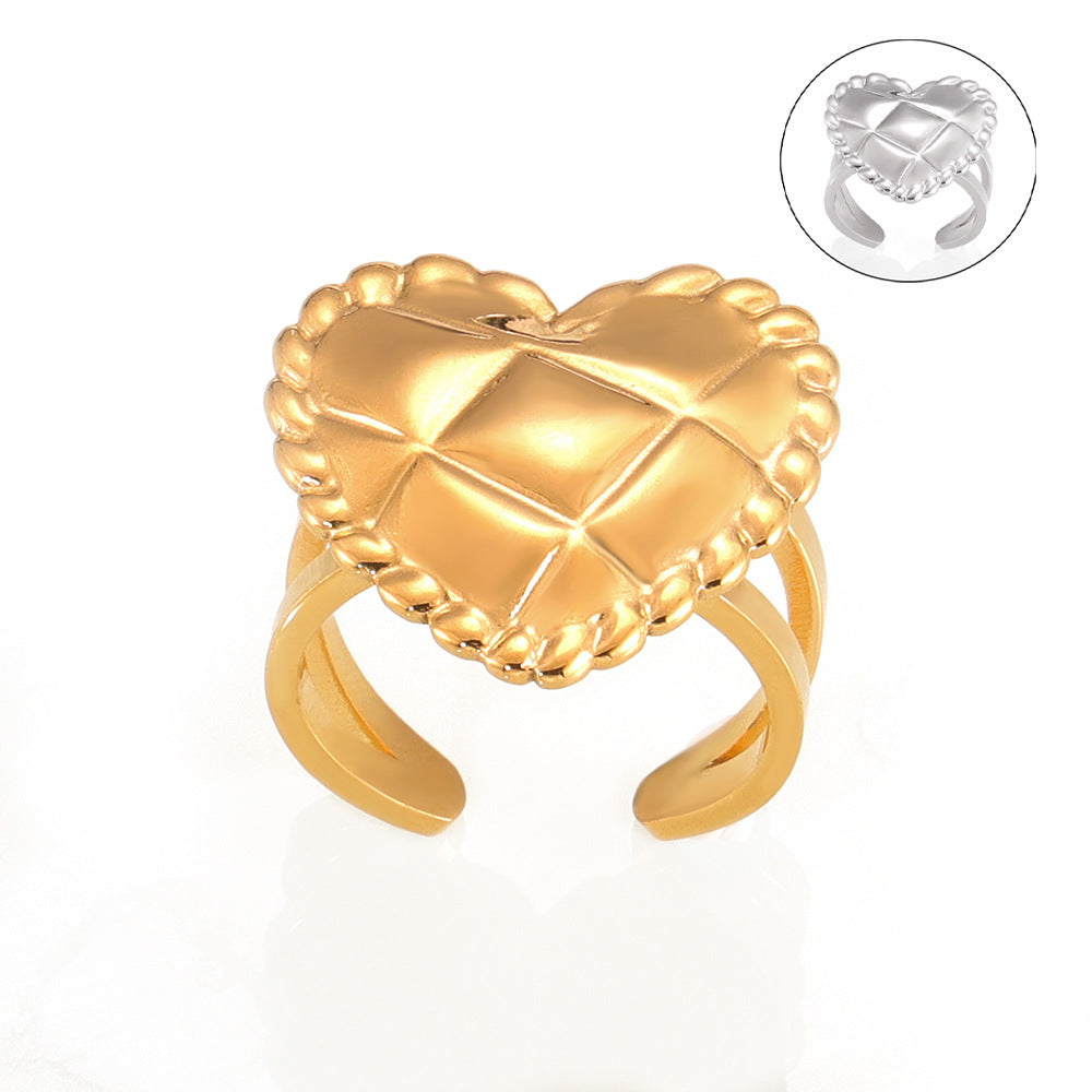 Style Personality Vacuum Gold-plated Rhombus Love Rings