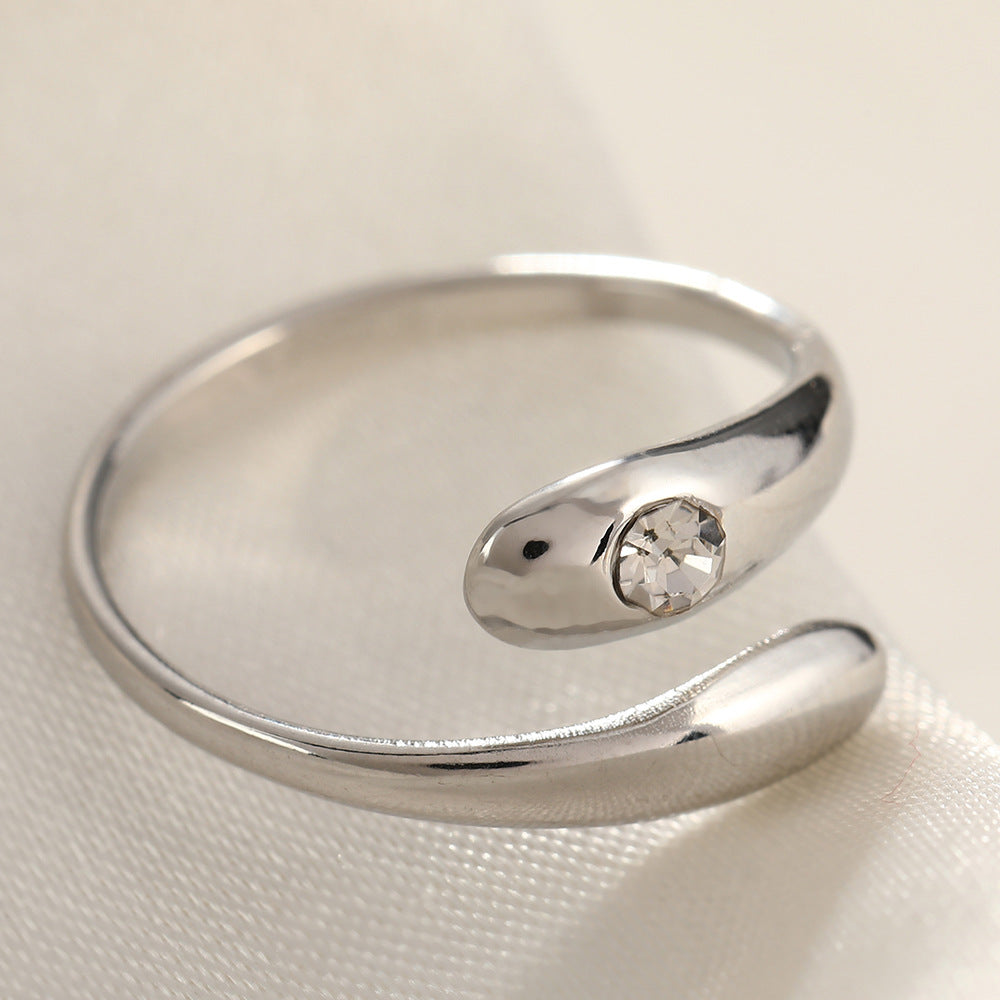 French Style Open Mouth Cold Stainless Steel Personality Special Interest Ring