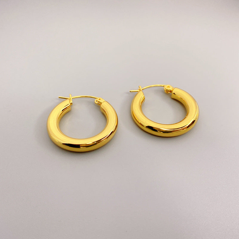 Shaped Fashion Metallic Brass Vacuum Plating Real Gold Earrings