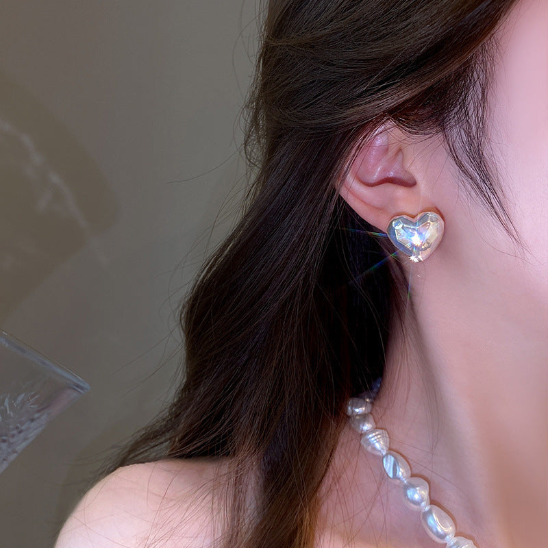 Mermaid Love Heart Niche Design Pearl Trendy Sweet Earrings