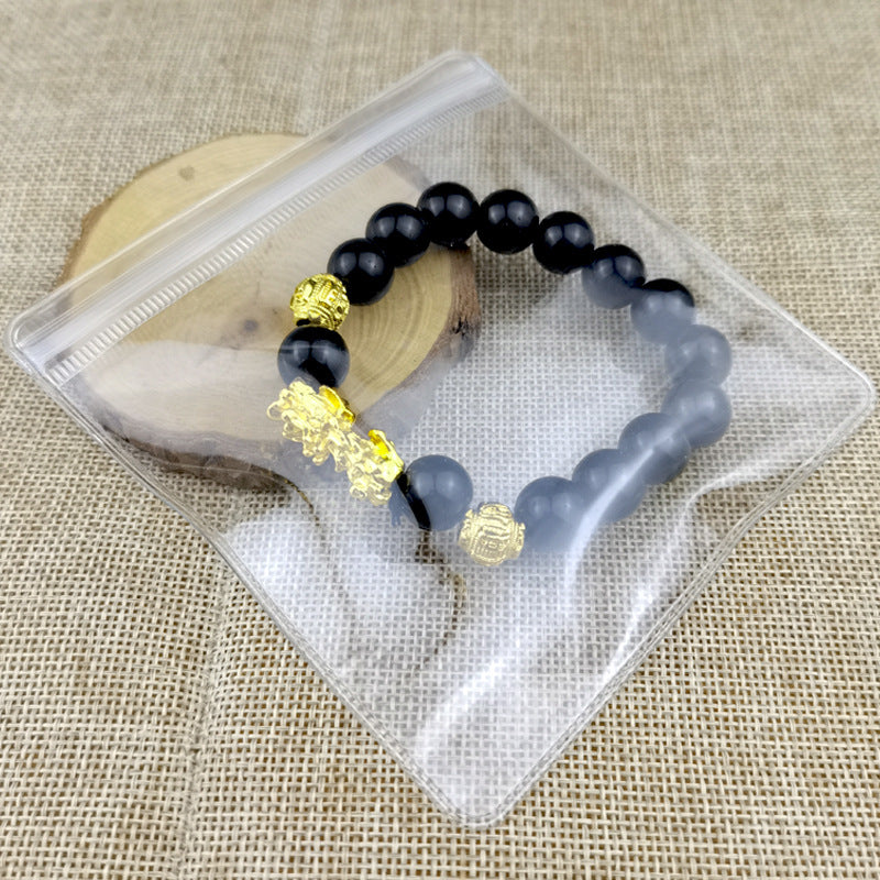 Men's Obsidian Gilt Six Words Mantra Two Yuan Store Bracelet