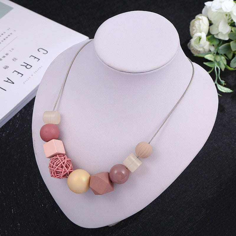 Women's Geometric Beaded Light Luxury Fashion Simple Clavicle Necklaces
