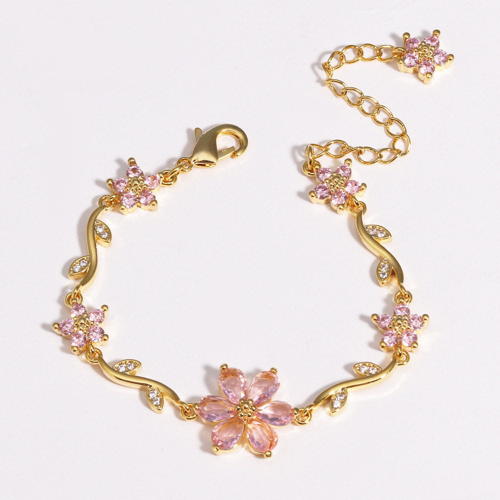 Cute Sweet Pastoral Style Love Heart Flowers Valentine's Day Bracelet
