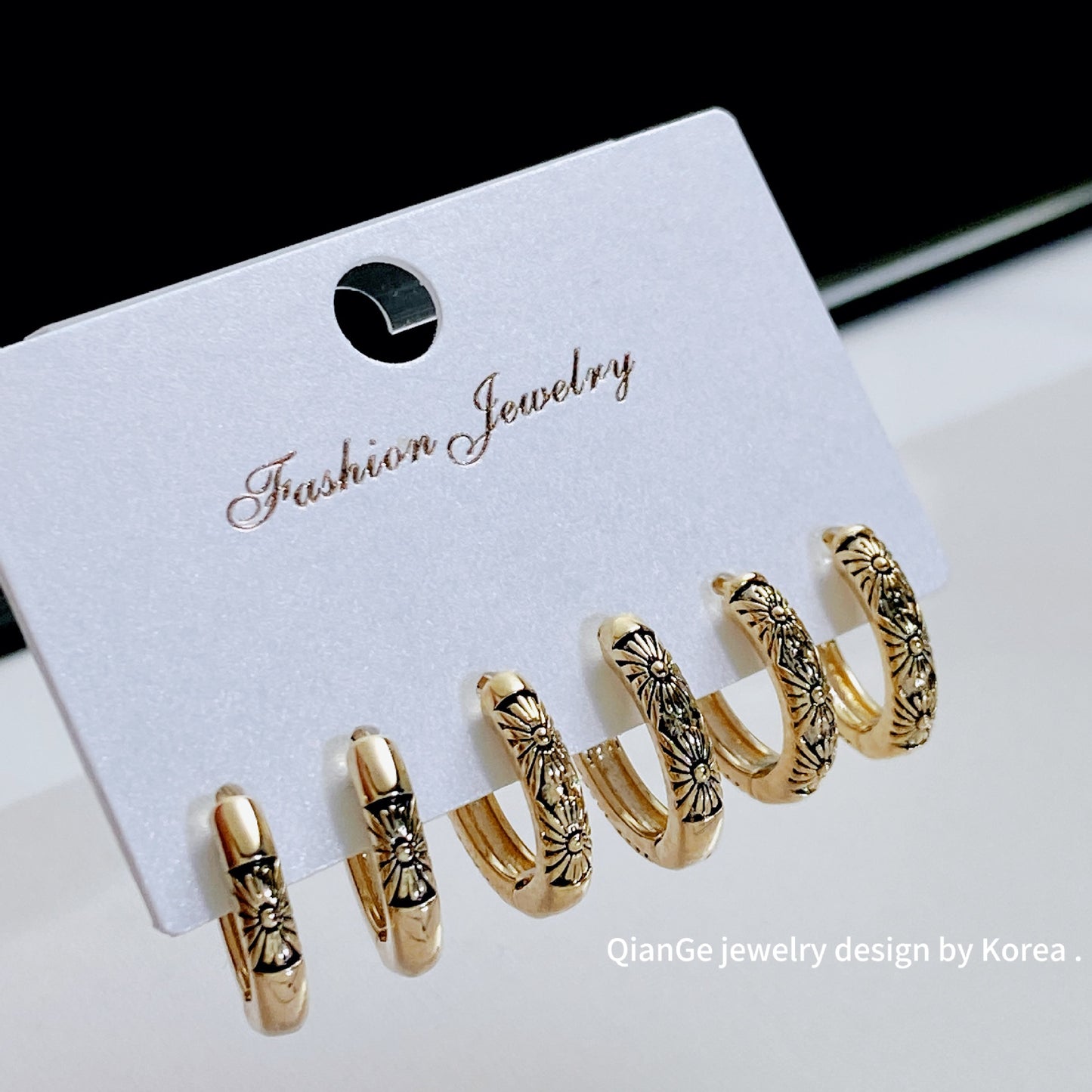 Golden Light Luxury Three Pairs Clip Temperament Wild High-grade Sense Ear Buckle