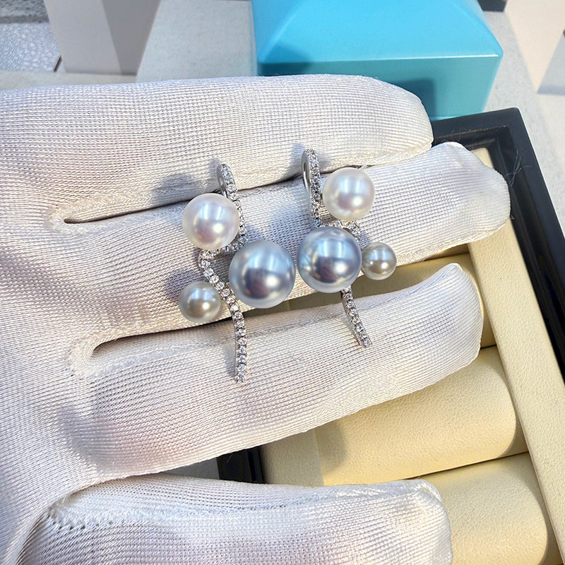 Women's Needle Full Diamond Curve Bubble High-grade Light Luxury Fashionable Earrings