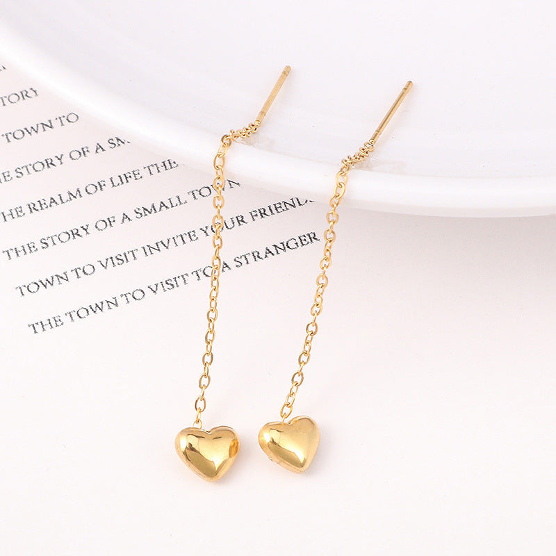 Love Heart String Trendy Titanium Steel Heart-shaped Ear Line