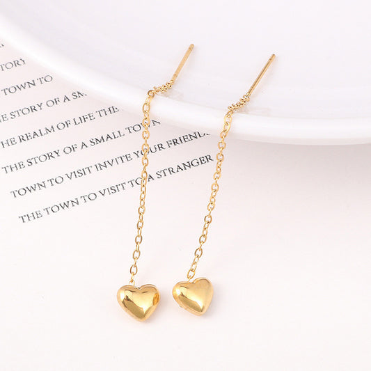 Love Heart String Trendy Titanium Steel Heart-shaped Ear Line