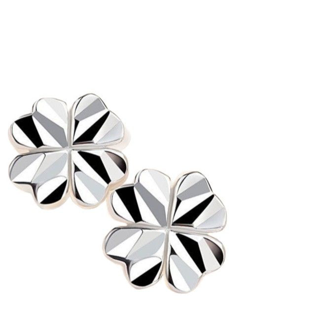 Women's Sier Needle Clover Carven Design Fashion Temperament Entry Lux Holiday Earrings