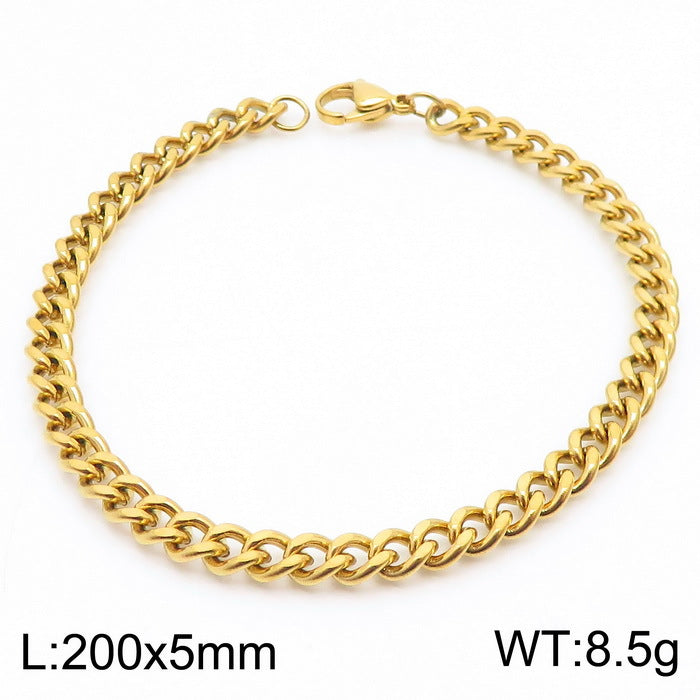 Men's Fashion Side Flat Chain Stainless Steel Bracelets